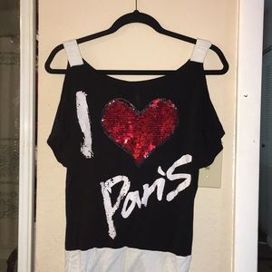 Black Paris shirt with red heart